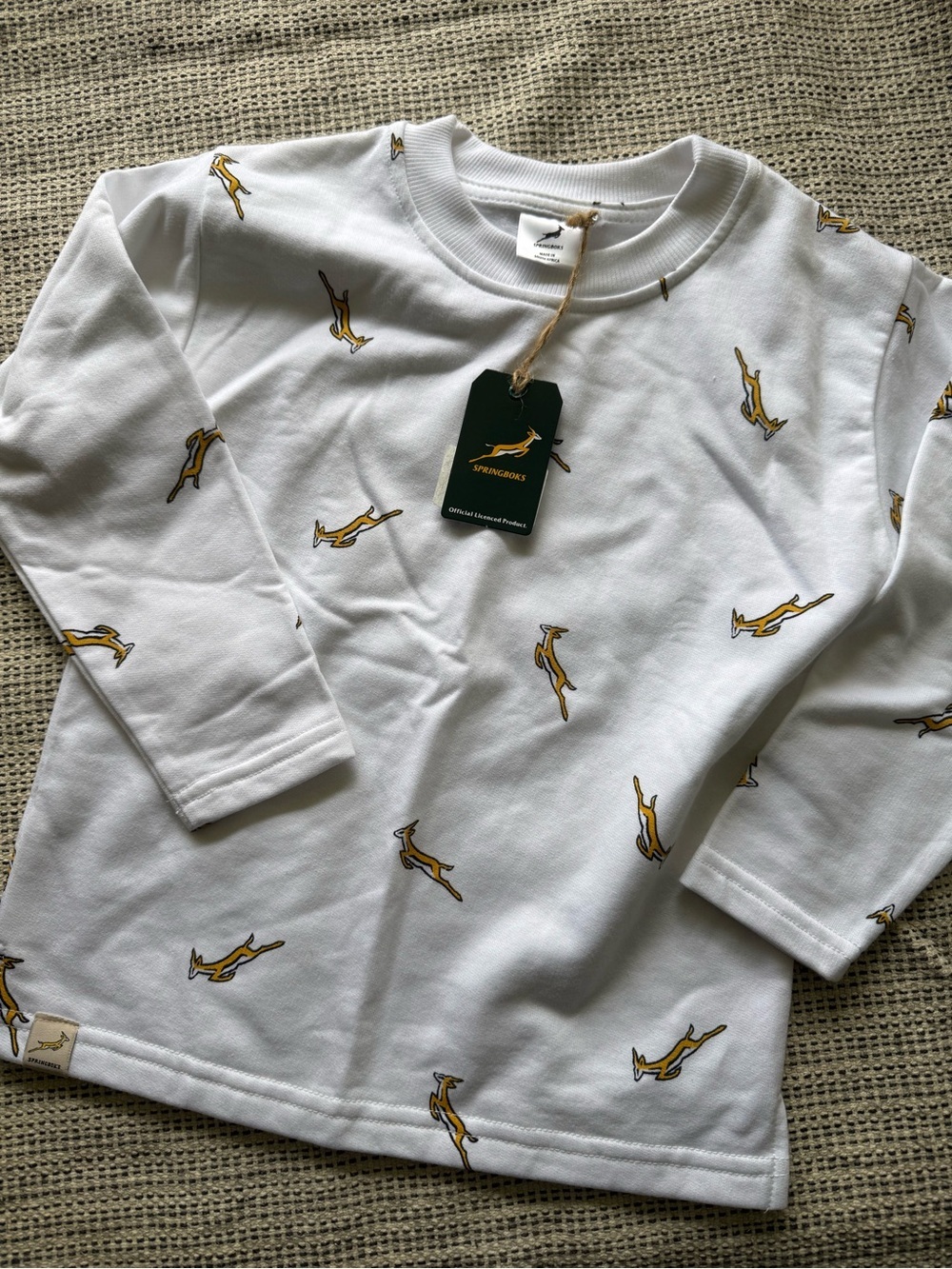 Springboks Kids 3-4 yrs white with allover logo print fleece sweatshirt